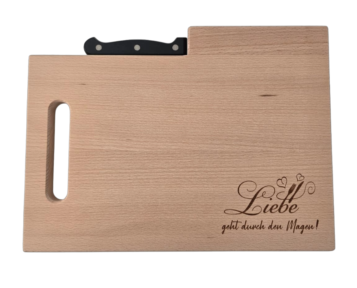 "Liebe geht durch den Magen" Jausenbrett inkl. Messer