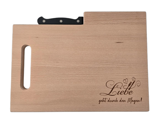 "Liebe geht durch den Magen" Jausenbrett inkl. Messer
