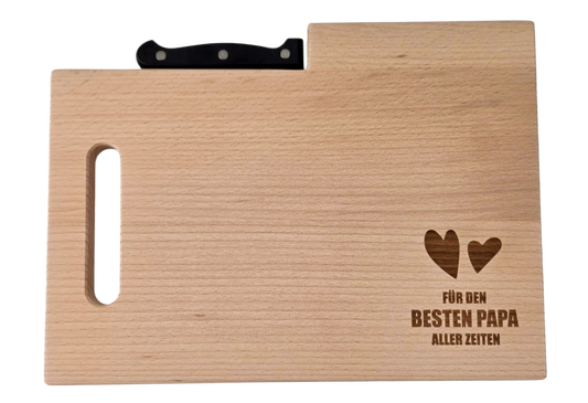 "Für den besten Papa der Welt" Jausenbrett inkl. Messer